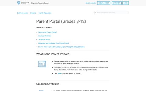 Parent Portal (Grades 3-12) : Enlightium Academy Support