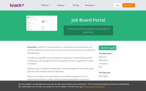 Online database and workflow templates: Job Board Portal