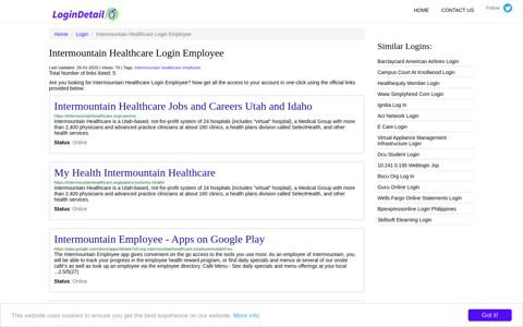 Intermountain Healthcare Login Employee - LoginDetail