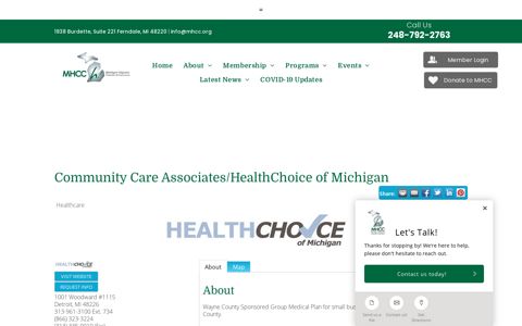 Community Care Associates/HealthChoice of Michigan ...
