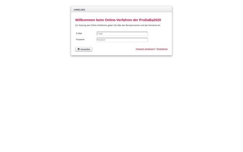 Anmeldung - ProDaBa2020 Antrags-Portal