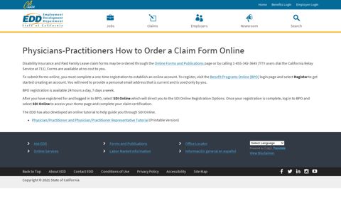 Physicians-Practitioners How to Order a Claim Form ... - EDd