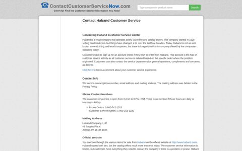 Contact Haband Customer Service: Email, Phone Number & Fax