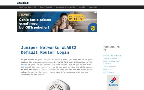 Juniper Networks WLA532 - Default login IP, default ...