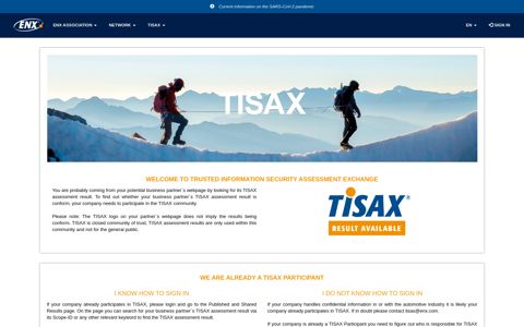 Welcome to TISAX · ENX Portal