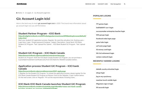 Gic Account Login Icici ❤️ One Click Access