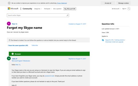 Forgot my Skype name - Microsoft Community