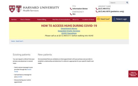 Request a Referral | Harvard University Health Services