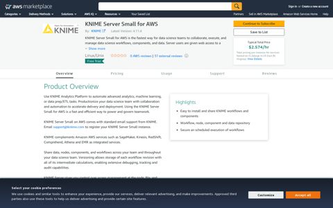 AWS Marketplace: KNIME Server Small for AWS - Amazon AWS