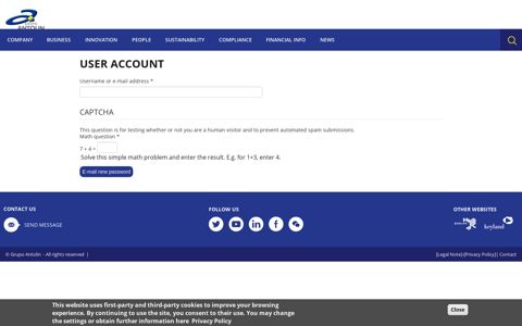 User account | Grupo Antolin