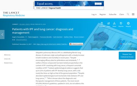 Patients with IPF and lung cancer: diagnosis and ... - The Lancet