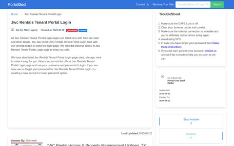 Jwc Rentals Tenant Portal Login Page - portal-god.com
