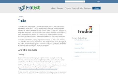 Tradier | FinTech Sandbox