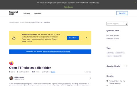 Open FTP site as a file folder | Firefox Support Forum | Mozilla ...