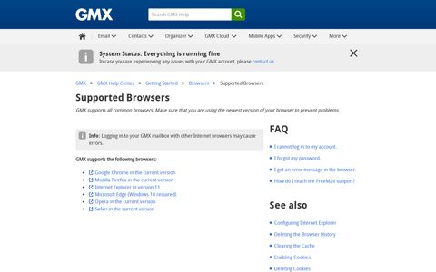 Supported Browsers - GMX Support - GMX Help Center