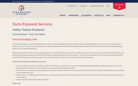 Facts Payment Services - Germantown Academy