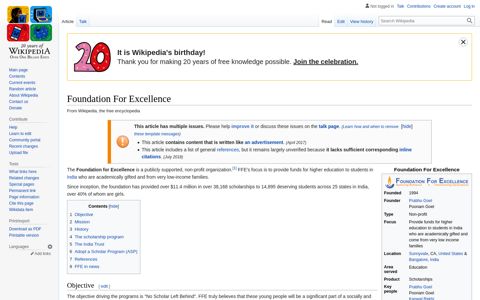 Foundation For Excellence - Wikipedia