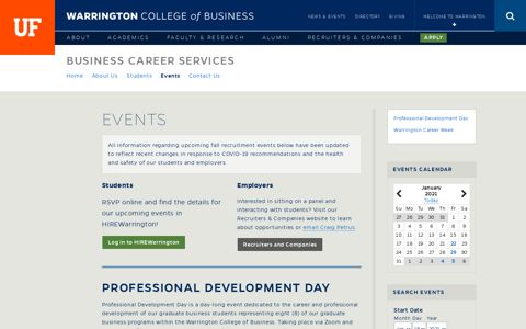 Events | Career Services | UF Warrington College of Business