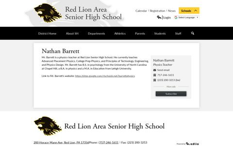 Nathan Barrett - Red Lion Area Senior High School