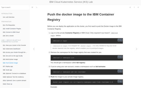 Push docker image · IBM Cloud Kubernetes Service Lab