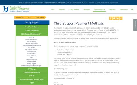 Child Support Payment Methods | Louisiana Department of ...