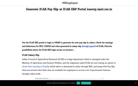 Generate ICAR Payslip at ICAR ERP Portal icarerp.iasri.res.in