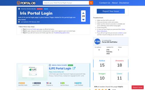 Iris Portal Login - Portal Homepage