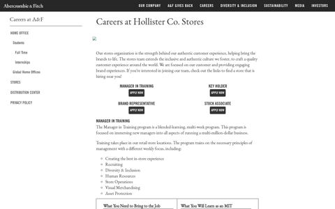 Careers/Retail Stores/Hollister Co - Abercrombie & Fitch