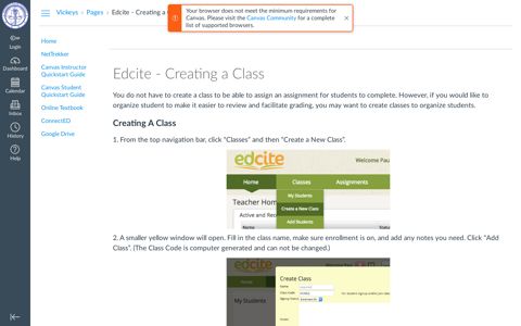 Edcite - Creating a Class: Vickeys Sandbox - Canvas