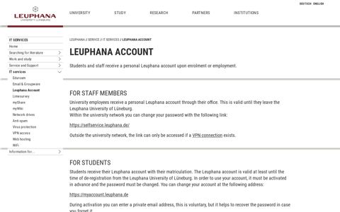 Leuphana Account - Leuphana University of Lüneburg
