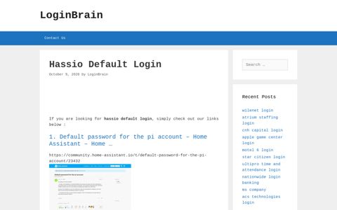 hassio default login - LoginBrain