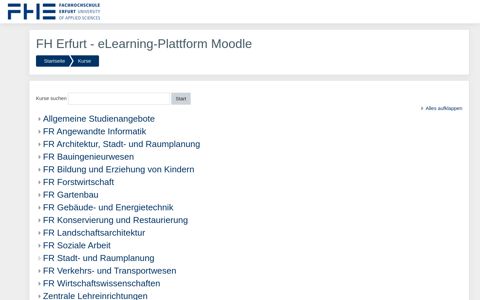 E-Learning-Plattform der FH Erfurt: Kursbereiche - Moodle