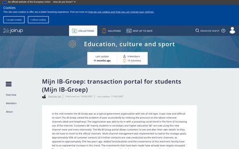 transaction portal for students (Mijn IB-Groep) - Joinup.eu