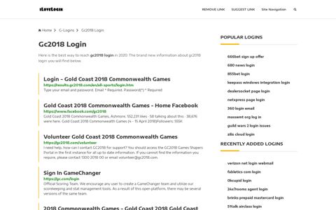 Gc2018 Login ❤️ One Click Access