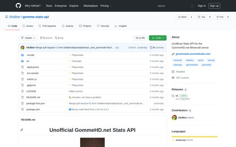 0Adiber/gomme-stats-api: Unofficial Stats API for the ... - GitHub