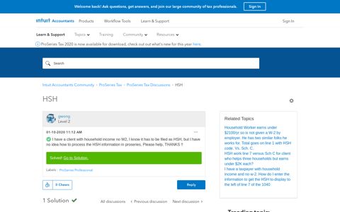 Solved: HSH - Intuit Accountants Community - Intuit ProConnect
