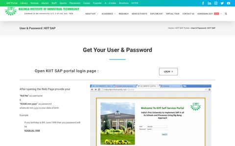 User & Password | KIIT SAP | KIIT
