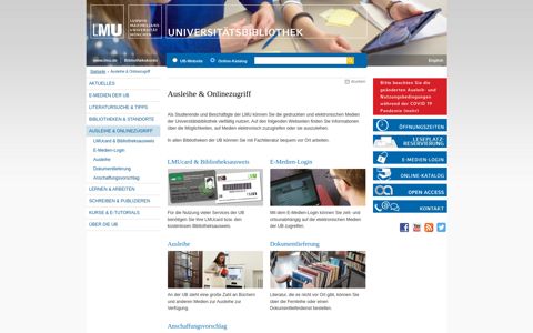 Ausleihe & Onlinezugriff - Universitätsbibliothek der LMU ...