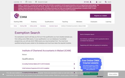 Institute of Chartered Accountants in Malawi (ICAM) - CIMA -