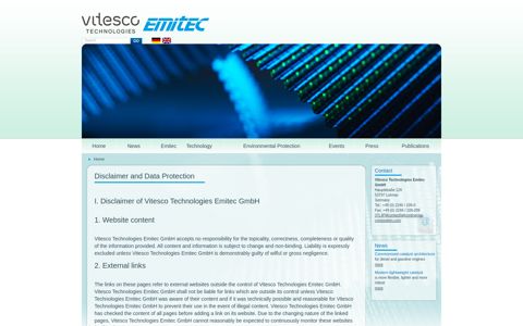 Disclaimer and Data Protection - Continental Emitec GmbH