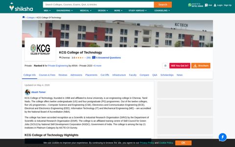 KCG College of Technology, Chennai: Courses, Fees ...