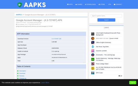 Get Google Account Manager - (4.3-737497) APK App For ...
