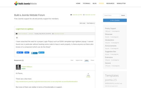 Login Form in Lightbox - Build a Joomla Website