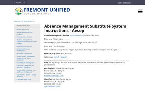 Absence Management Substitute System Instructions - Aesop