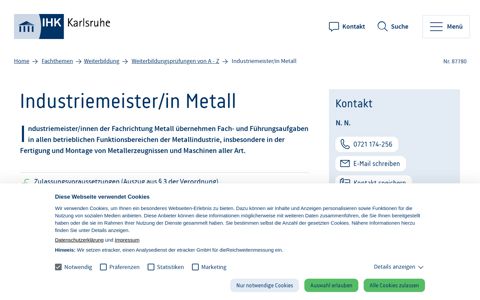 Industriemeister/in Metall - IHK Karlsruhe
