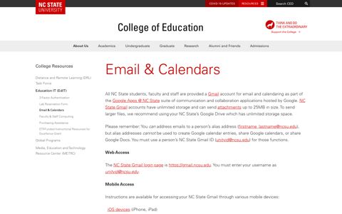 Email & Calendars | College of Education | NC State University