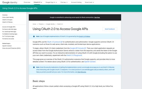 Using OAuth 2.0 to Access Google APIs | Google Identity