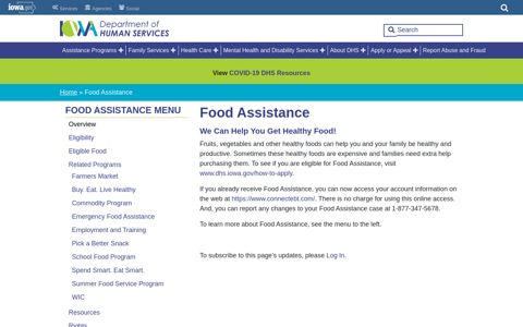Food Assistance | Iowa Department of Human Services
