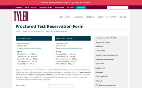 Proctored Test Reservation Form - John Tyler Community ...