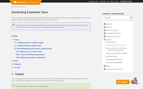 Contacting Customer Care - Leaseweb Knowledge Base